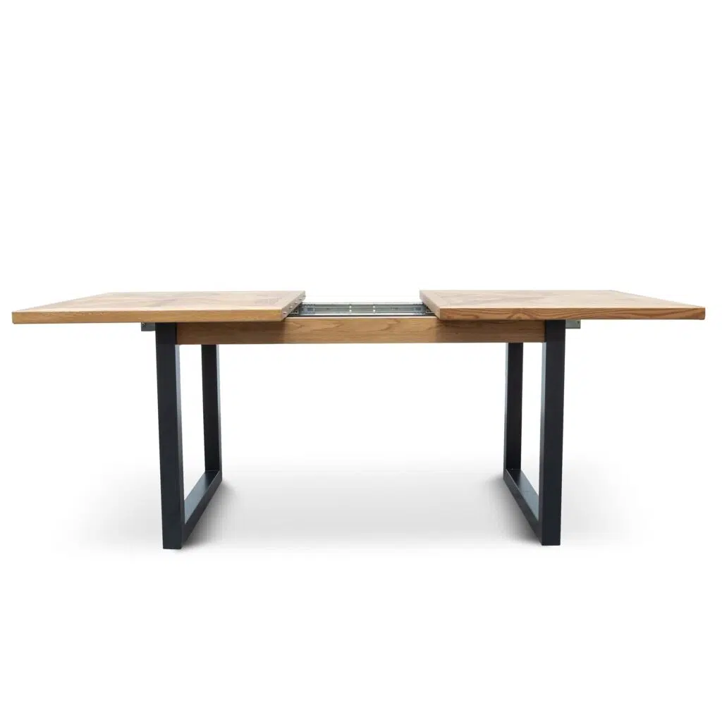 Kaia Extendable Dining Table, European Oak, Adjustable, Industrial-Natural Style