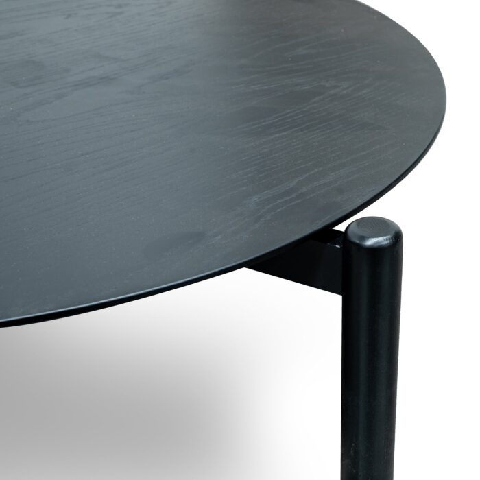 Sleek Scandi black nest coffee tables, 2-tier design, versatile sizes, durable MDF construction, minimalist style.