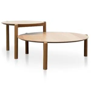 Sleek Scandi Nest Coffee Tables Natural 2-Tier Set