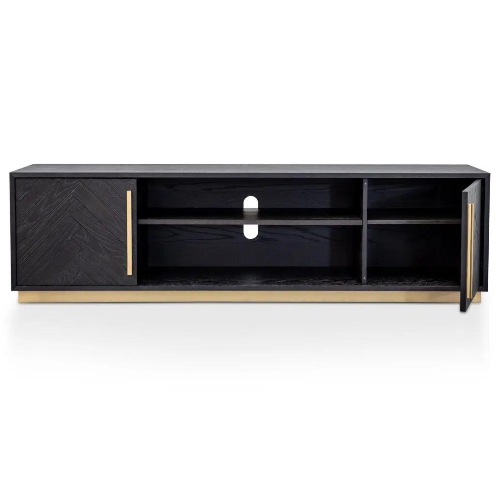 Romy TV Unit Black Brass Modern Design Storage