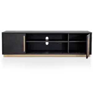 Romy TV Unit Black Brass Modern Design Storage