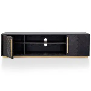 Romy TV Unit in Black & Brass, Modern Design, Spacious Storage, Durable