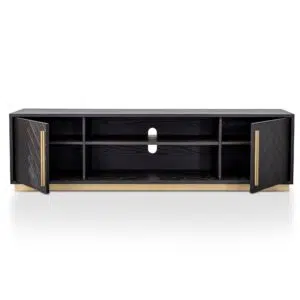 Romy TV Unit Black Brass Modern Design Spacious Storage Durable