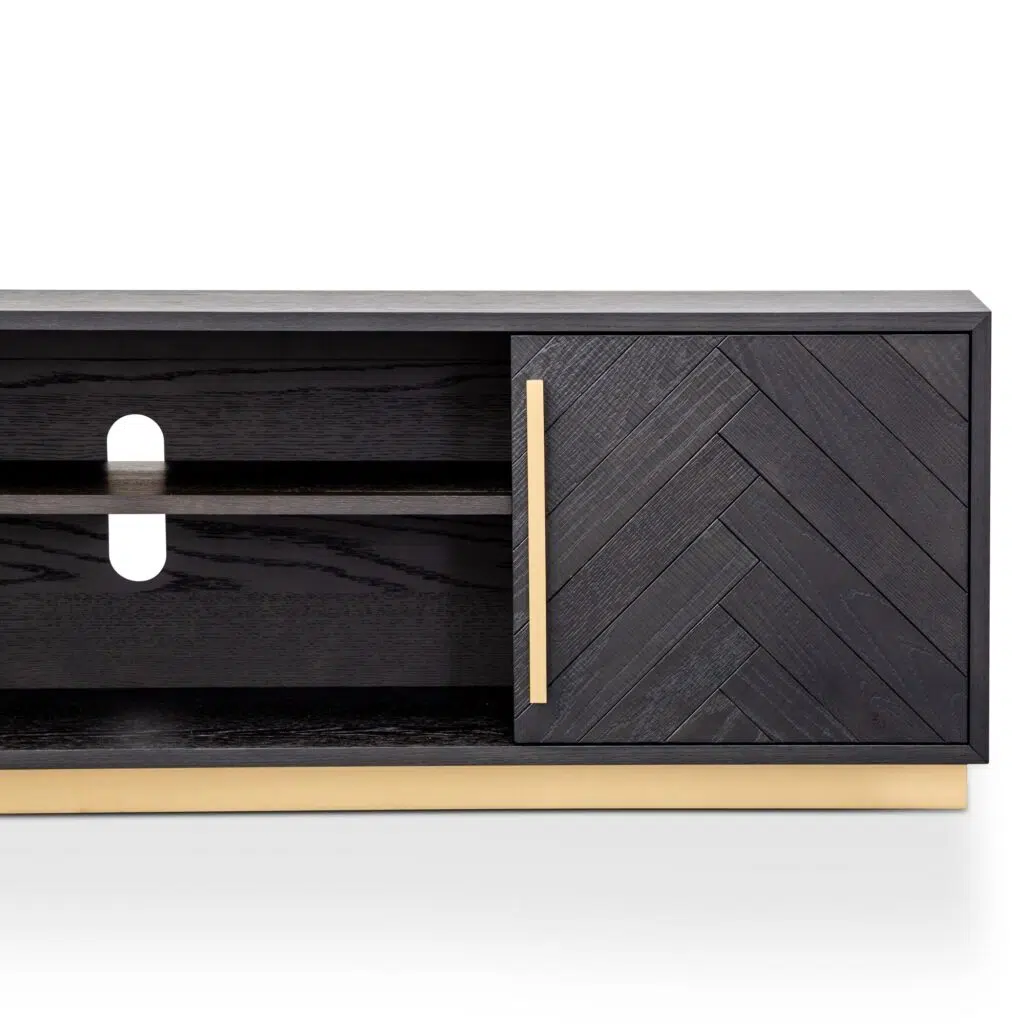 Romy TV Unit Black Brass Modern Design Large Storage