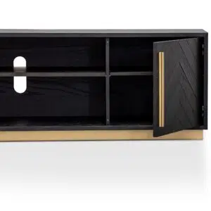 Romy TV Unit in Black & Brass, Modern Design, Spacious Storage, Durable