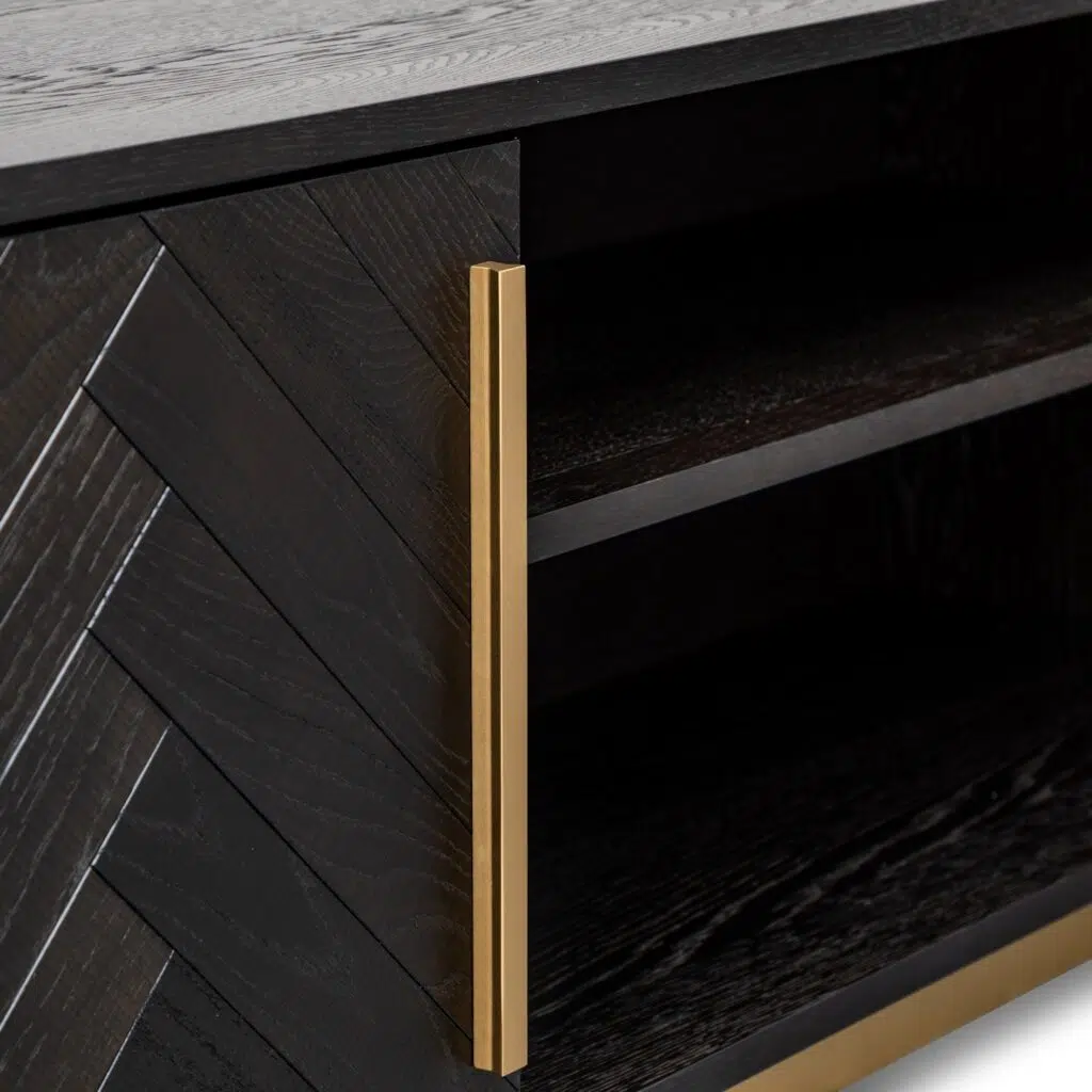 Inez Wide Sideboard Black Brass Modern Storage