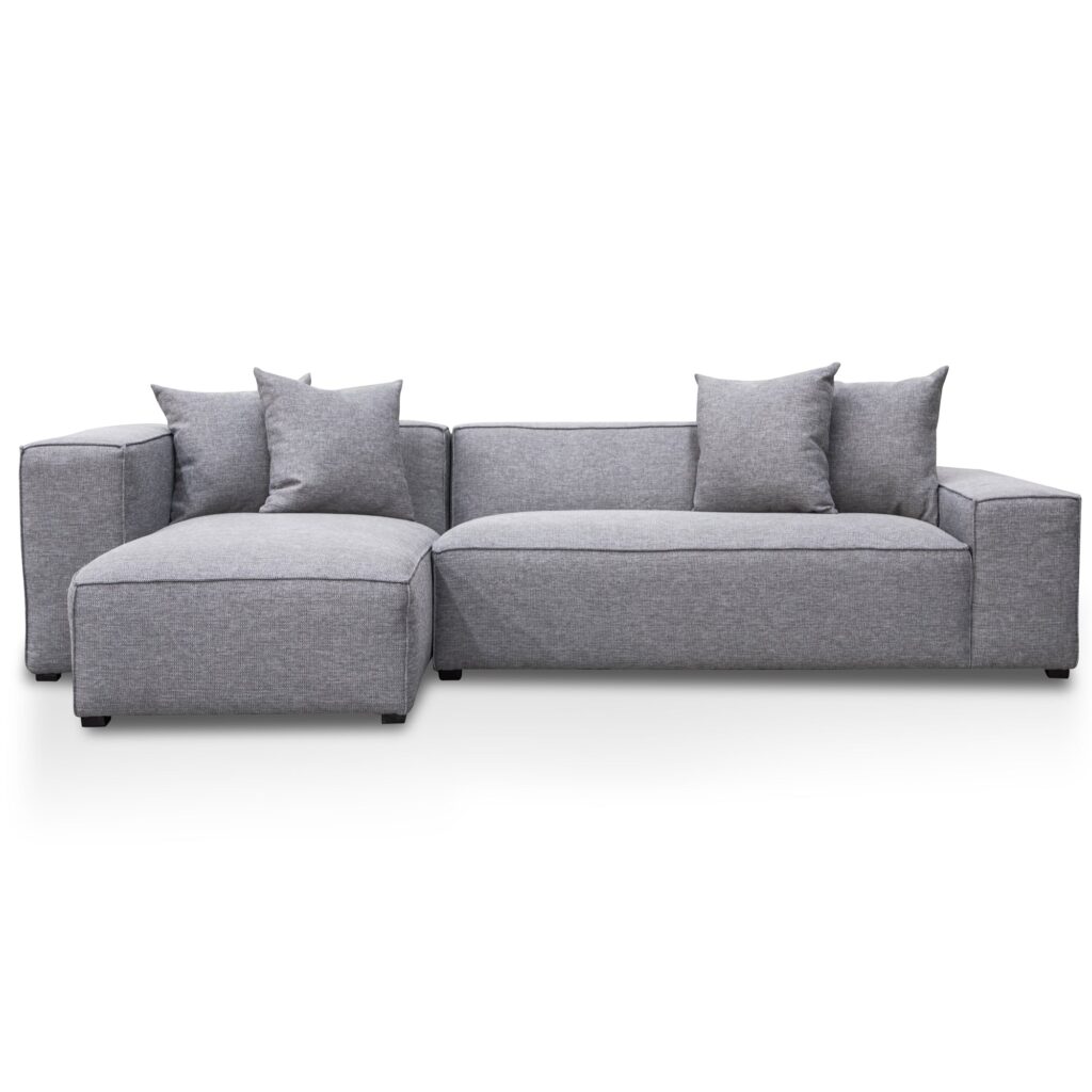 Graphite Grey 3 Seater Left Chaise Sofa, Modern Design, Premium Duck Feather Fill, Spacious Lounge