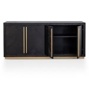Inez Wide Sideboard Black Brass Modern Storage