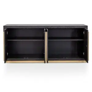 Elegant Inez Sideboard, Black & Brass, Spacious Storage