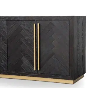 Elegant Inez Sideboard, Black & Brass, Spacious Storage