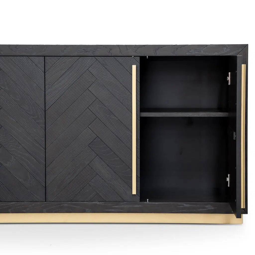 Elegant Inez Sideboard, Black & Brass, Spacious Storage