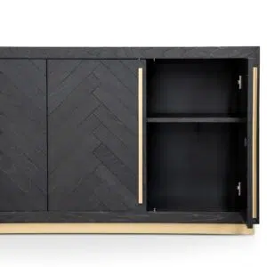 Elegant Inez Sideboard, Black & Brass, Spacious Storage