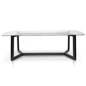 Eden 2.4m Glass Top Dining Table, Black Base, Modern Design