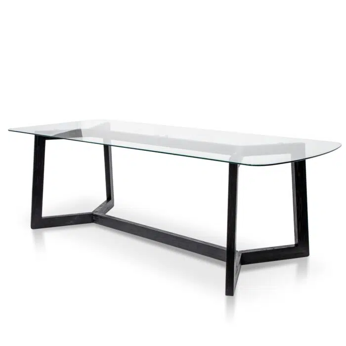 Eden 2.4m Dining Table – Glass Top with Black Base