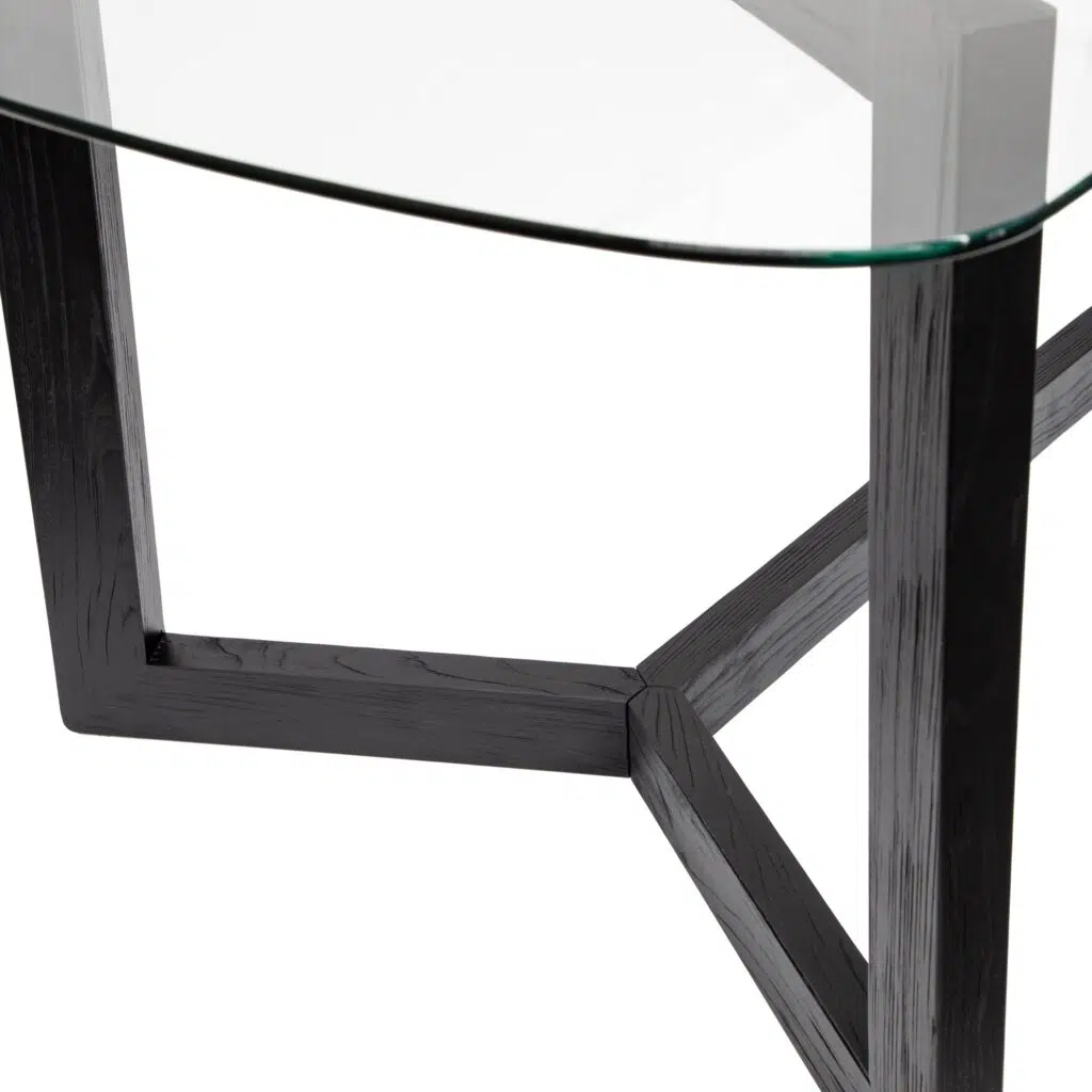 Eden 240cm Glass Top Dining Table Black Base Modern Design
