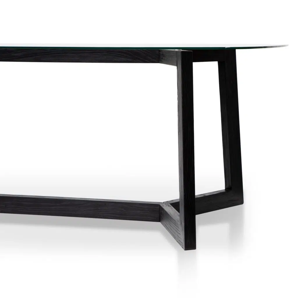 Eden 240cm Dining Table Glass Top Black Base Modern Design
