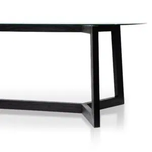 Eden 240cm Dining Table Glass Top Black Base Modern Design
