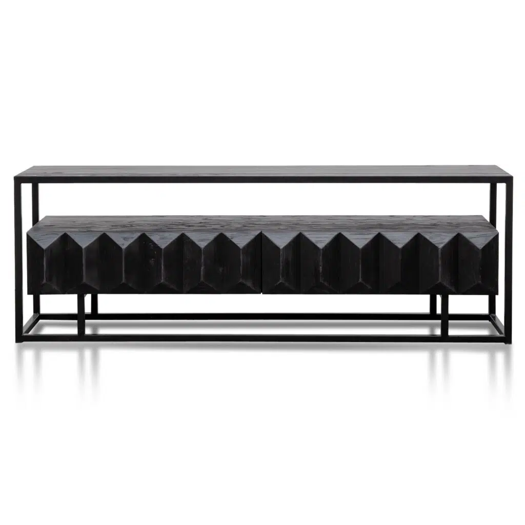Soren 1.8m TV Unit Full Black Modern Industrial Style