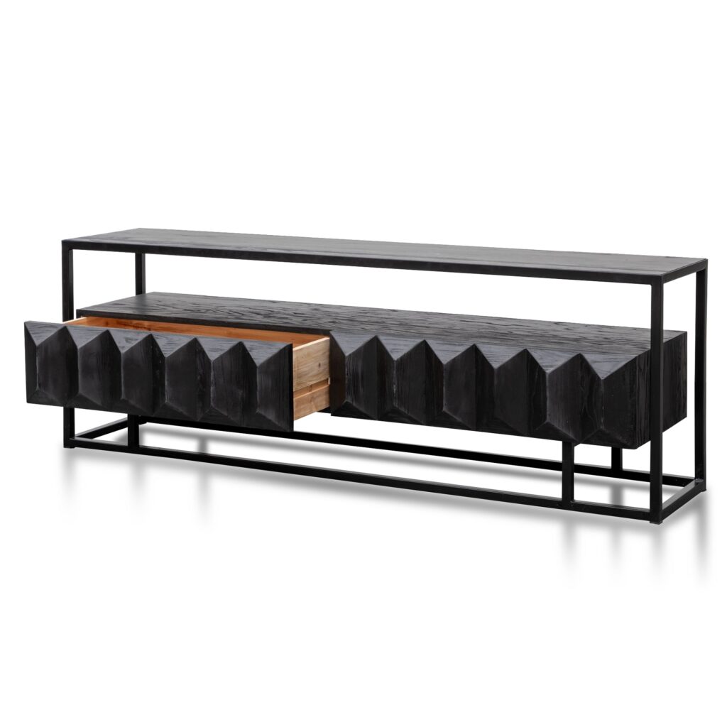 Soren 1.8m TV Unit Full Black Modern Industrial Style