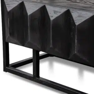 Soren 1.8m TV Unit, Full Black with Wood Drawers