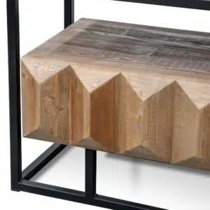 Orin 1.8m TV Unit, Natural Wood with Black Frame, Rustic Industrial Style