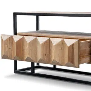 Orin 1.8m TV Unit Rustic Natural Wood Black Frame