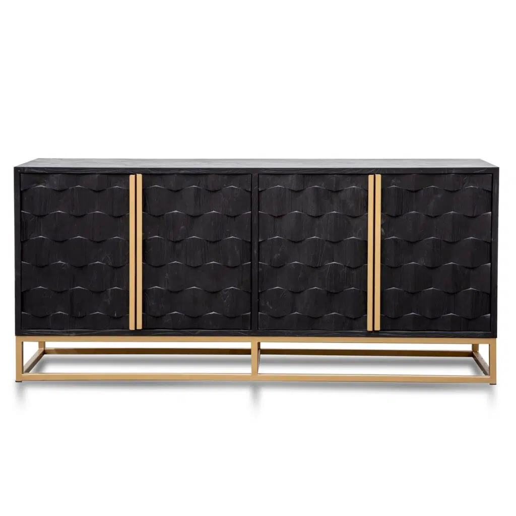 Nexus Sideboard Black Wood Gold Handle