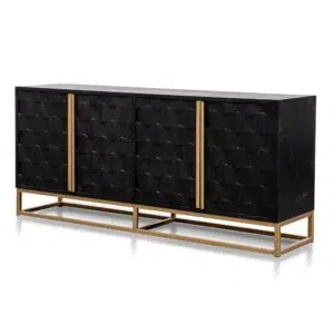 Nexus 178cm Sideboard Black Wood Gold Handles