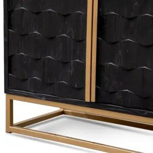 Nexus 178cm Sideboard Black Wood Gold Handles