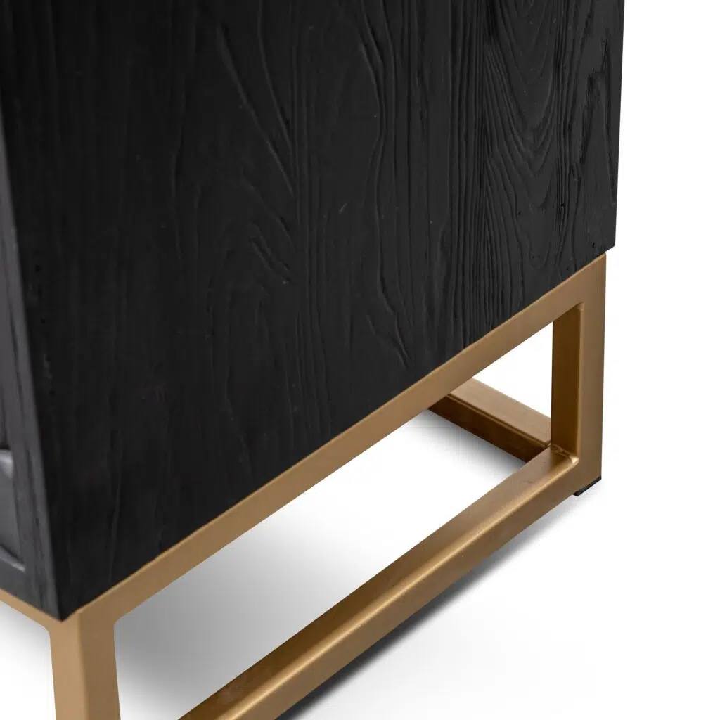 Black wood sideboard with gold handles, 1.78m