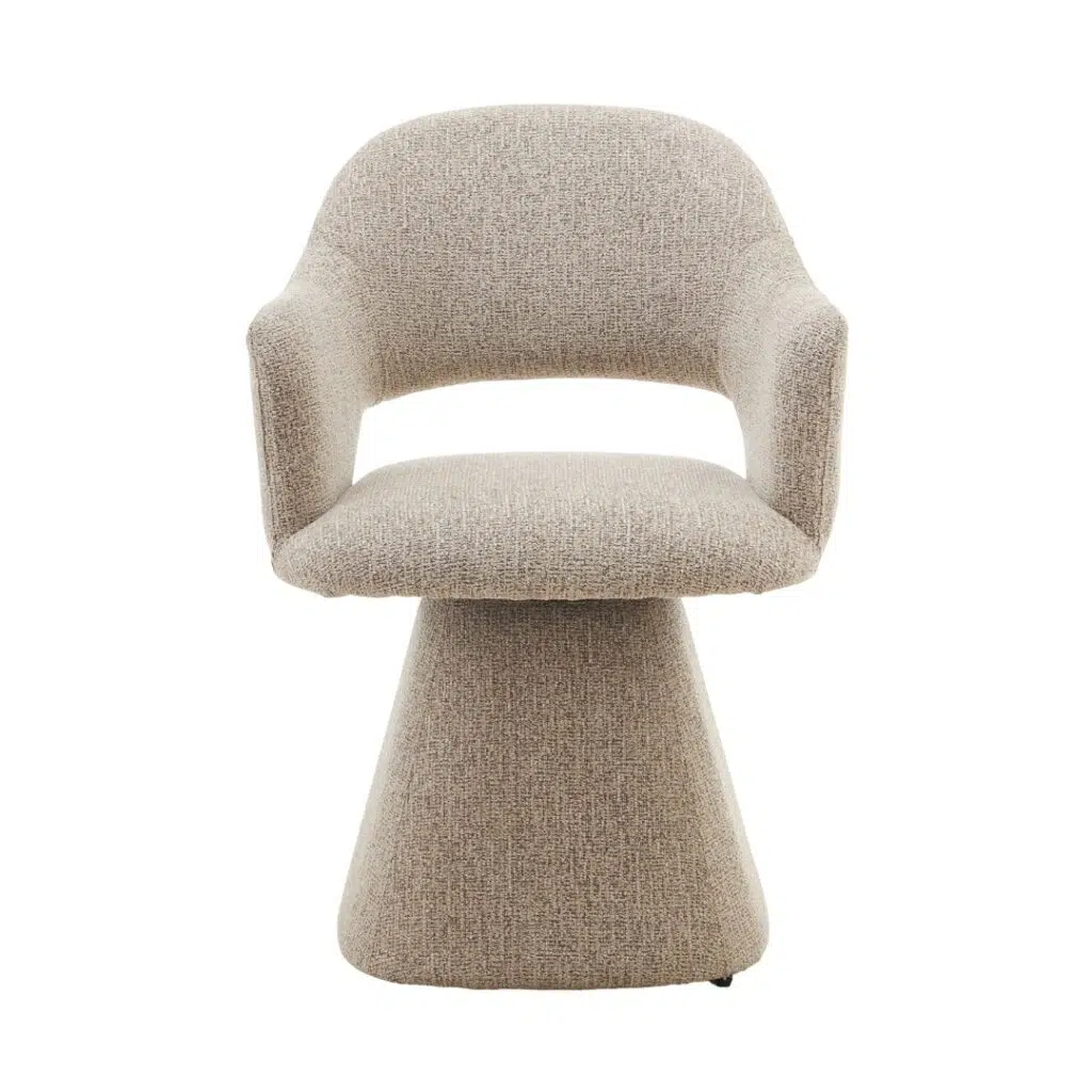 Elegant swivel dining chair, desert taupe, padded, steel frame, 60x61x87.5cm