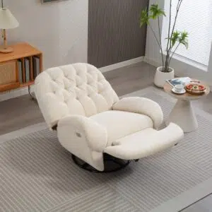 Electric Rocking Recliner, Textured Fabric, Durable Wood Frame, Spacious Seat