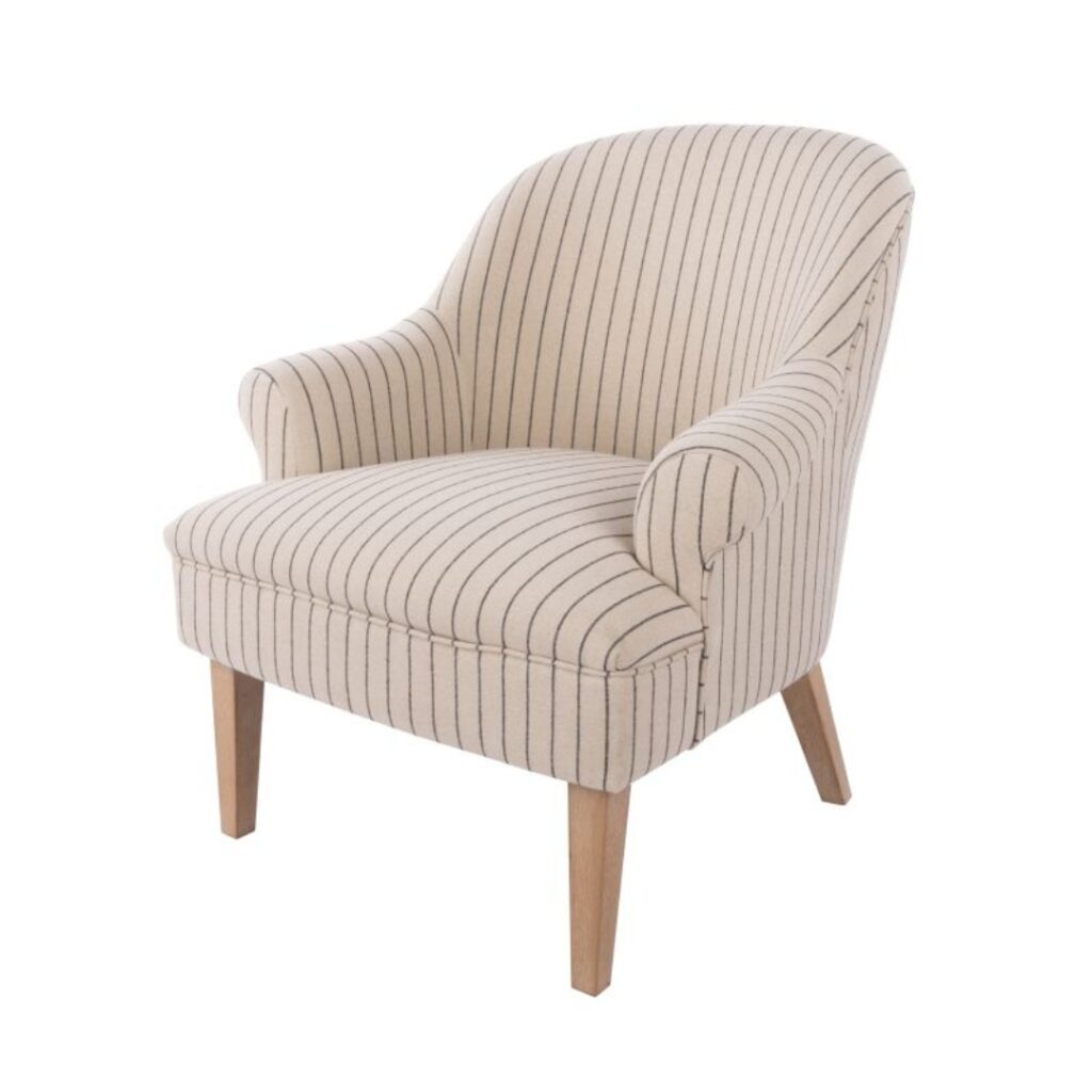 Monet Armchair, off white & oak, cushioned, washable, spacious lounge fit, heritage design.