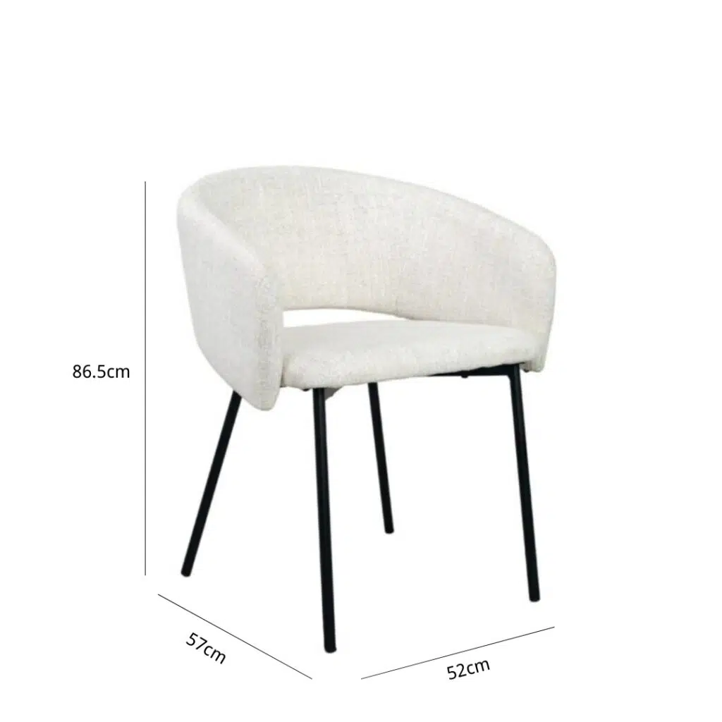 Sora Dining Chair Set of 2 Modern Cream Upholstered Chairs