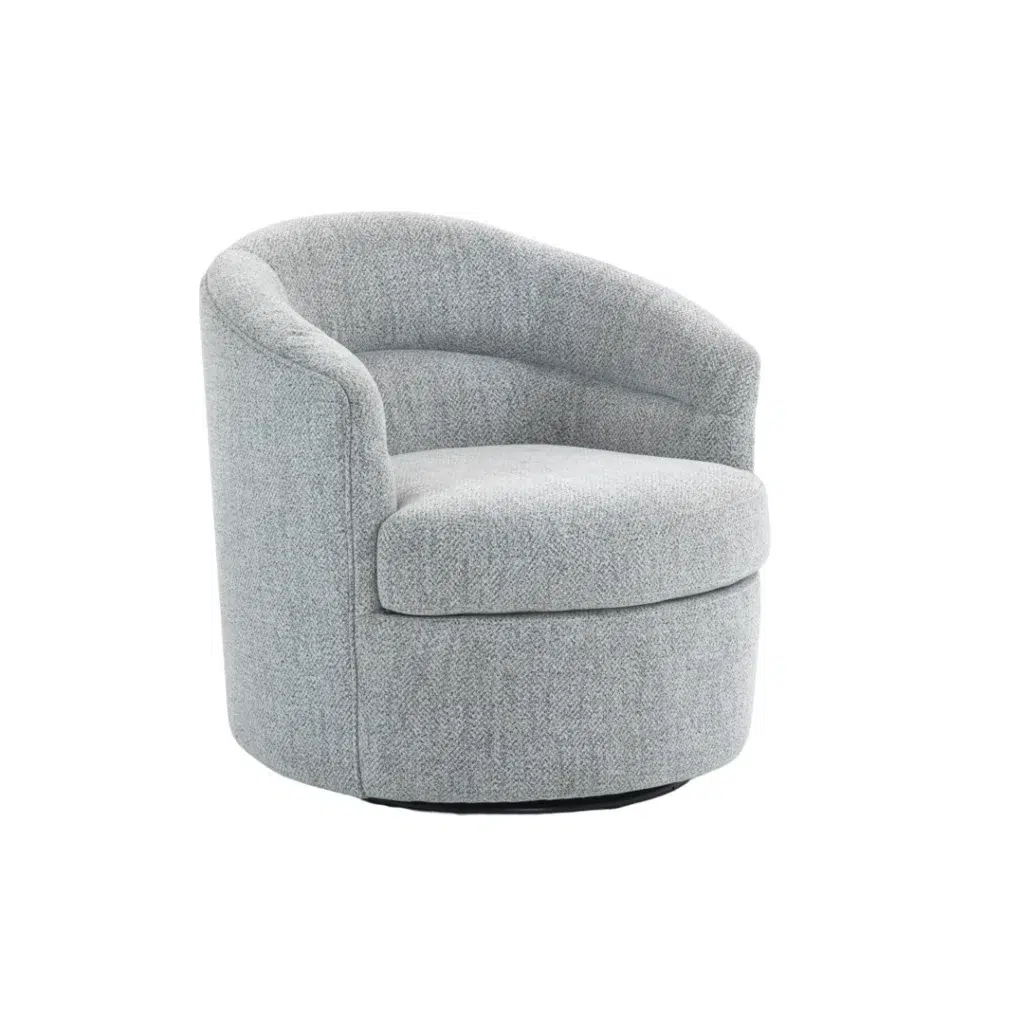 Zoey Swivel Chair Taupe Textured Fabric Steel Base