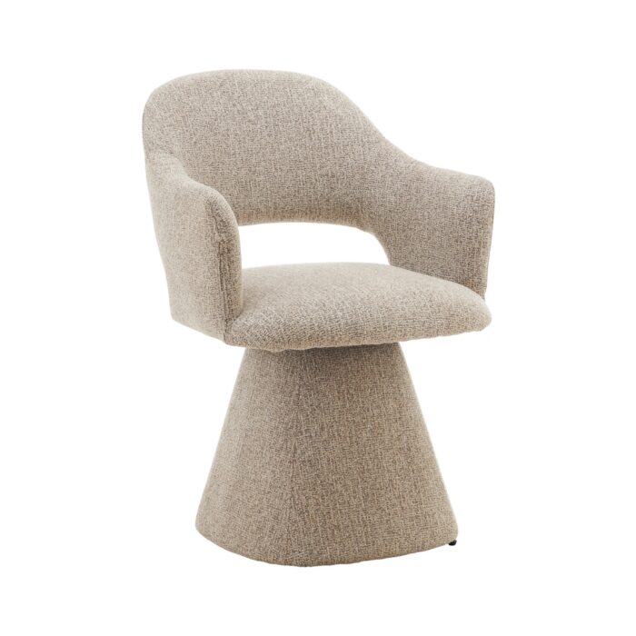 Elegant Desert Taupe Dining Chair with Swivel, Padded Cushions, Steel Frame, 60x61x87.5cm