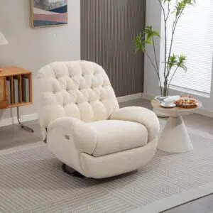 Electric Rocking Recliner, Textured Fabric, Durable Wood Frame, Spacious Seat, Easy Assembly