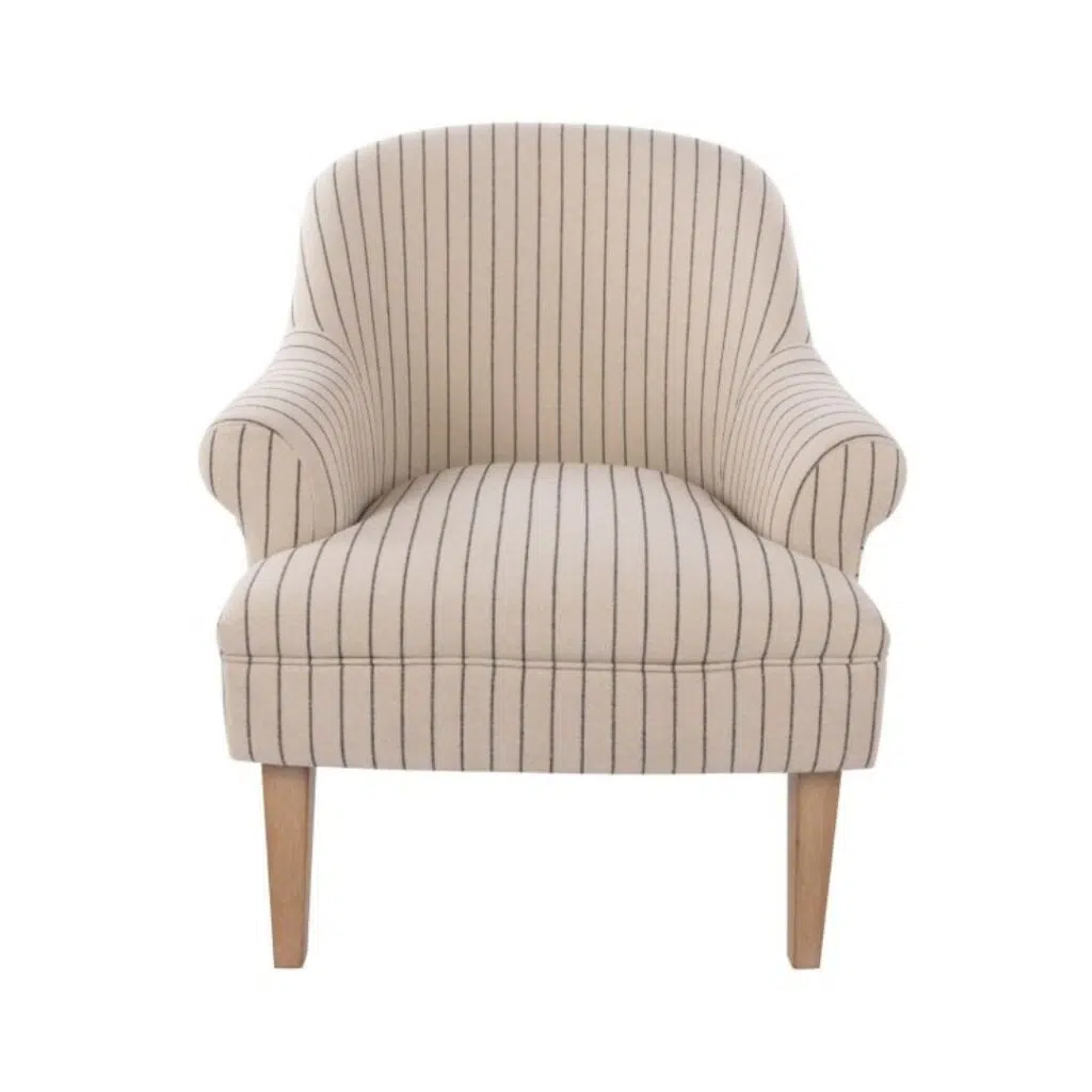 Monet Armchair, off-white cushion, oak white wash, removable pad, elegant design