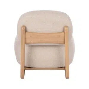 Tatum Armchair Off White, cozy textured boucle, modern timber frame, outdoor luxury retreat.