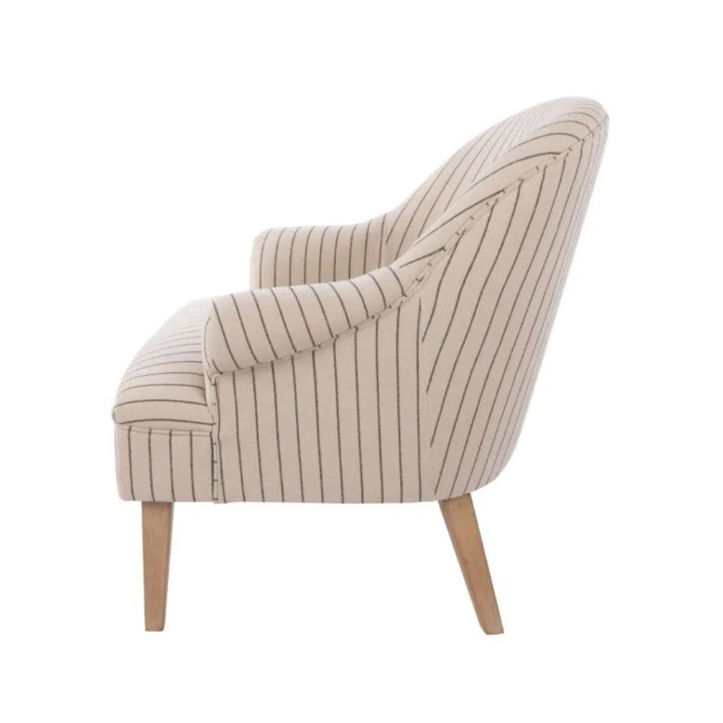 Monet Armchair in Off White, Whitewashed Timber, Removable Pad