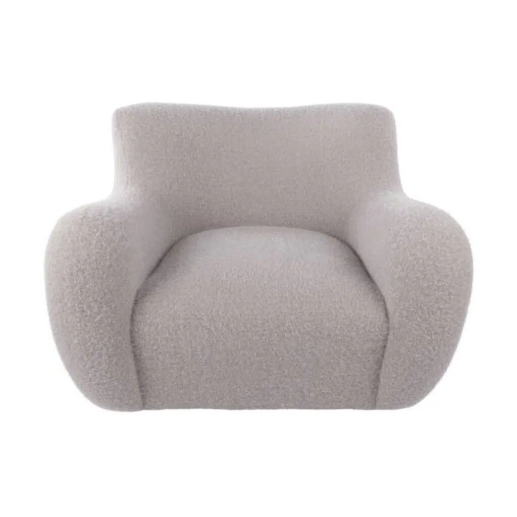 Maddox Armchair Grey, cozy & stylish, curved silhouette, fluffy finish, living room accent
