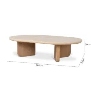Alden 1.2m Oval Travertine Coffee Table, Natural, Durable Oak Legs, Sleek Design