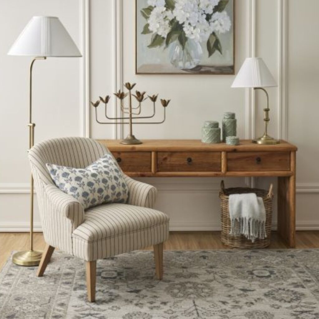 Monet Armchair in Off White, Oak White Wash, luxurious comfort, heritage design, removable pad.