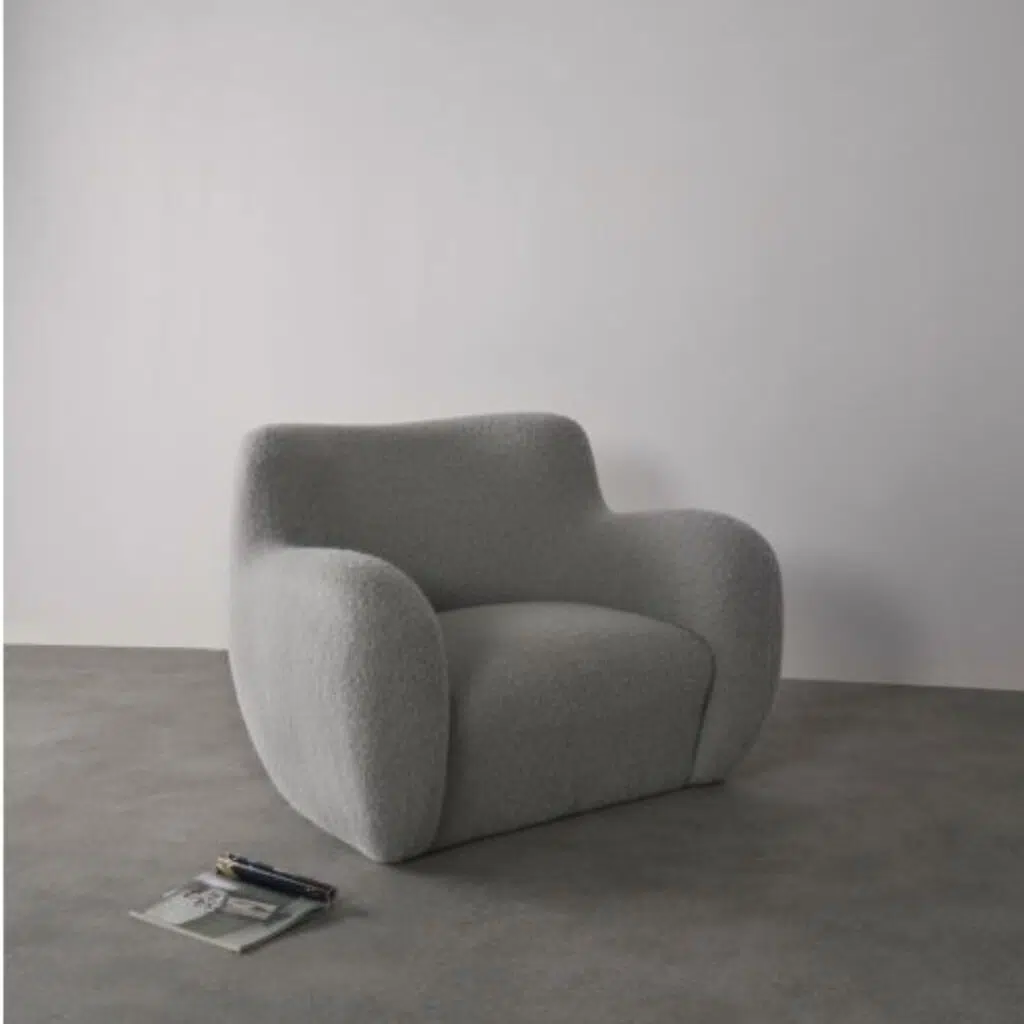 Maddox Armchair Grey, cozy & stylish, curved silhouette, fluffy finish, living room accent