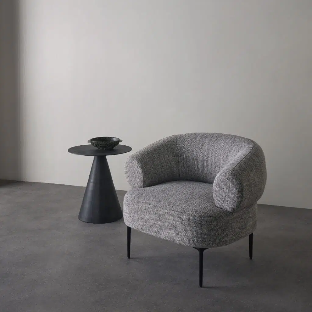 Maddox Armchair Grey, cozy & stylish, curved silhouette, fluffy finish, living room accent