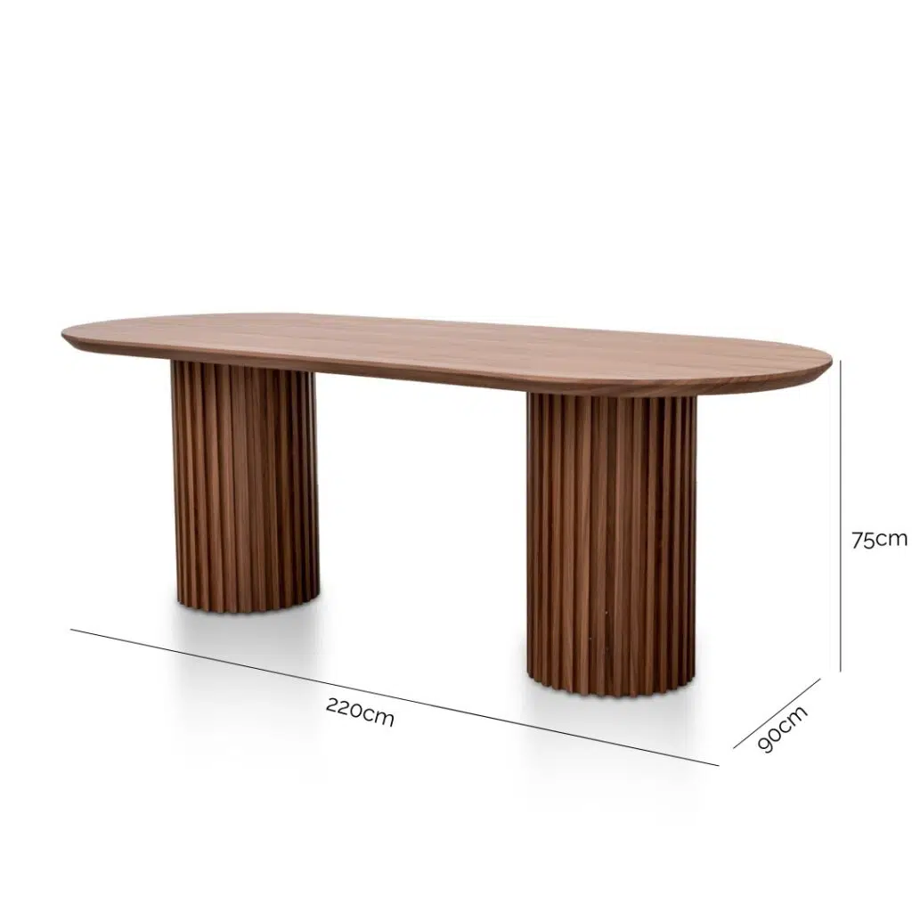 Walnut 2.2m Dining Table, Sleek Modern Design, Seats 6-8