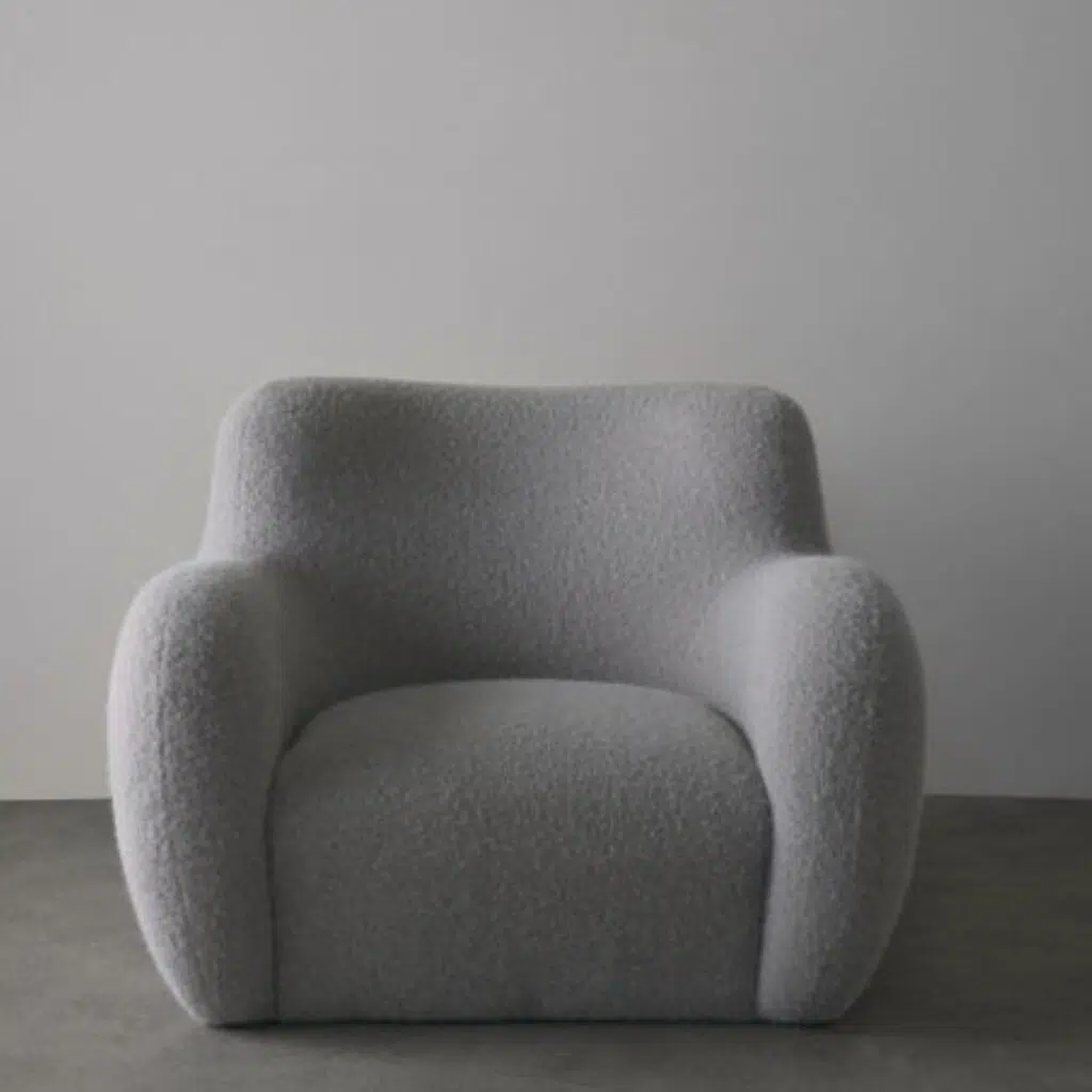 Maddox Armchair Grey, cozy & stylish, curved silhouette, fluffy finish, living room accent