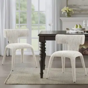 Cream Valerie dining chairs, minimalist design, comfortable, durable, easy assembly