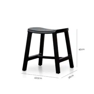 Kai 45cm Black Ash Wood Stool, Sleek, Compact, Modern Design