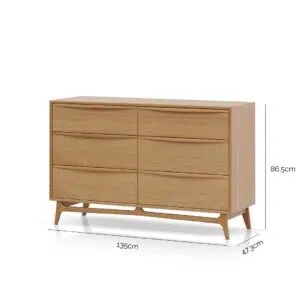 Natural Oak 6-Drawer Chest, Durable, Spacious, Easy Assembly
